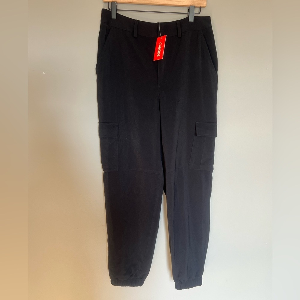 Intempo Joggers Pants Women’s Size 12 Black Cargo Elastic Ankle Side Pockets